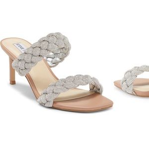 Steve Madden Prema Rhinestone Braided Sandal Heels, 8.5, NEW